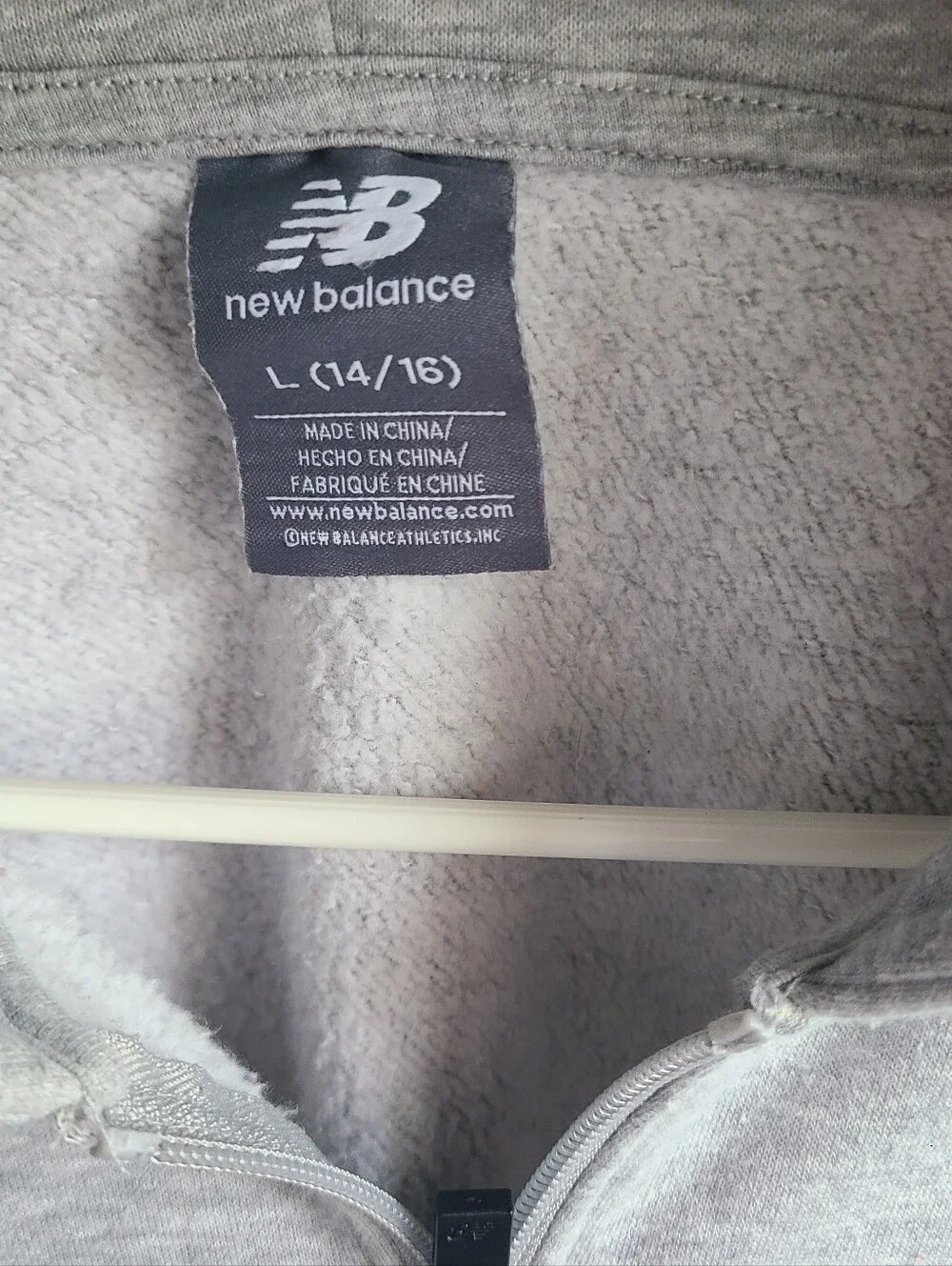 New Balance Light Gray Kids' Hooded Full-Zip Sweatshirt